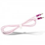 Wholesale Auxiliary Music Cable 3.5mm to 3.5mm Wire Cable with Metallic Head (Hot Pink)